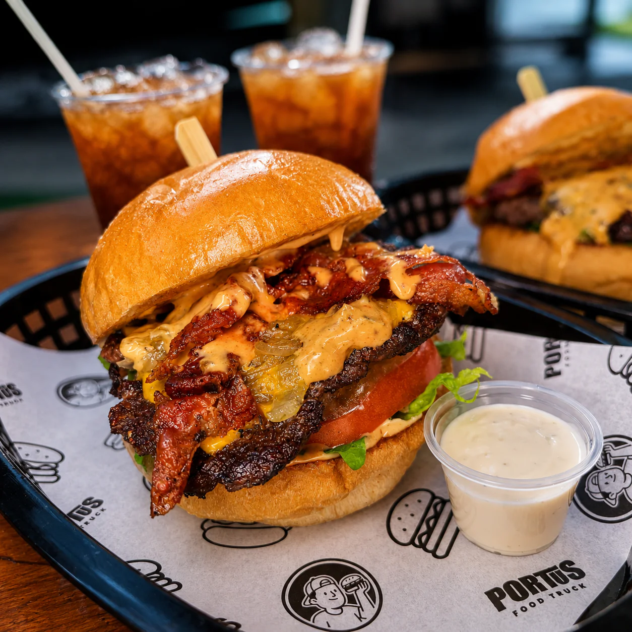 2 Burgers Americanas + Salchipapa + 2 Té Frío por $12 en Portus Food Truck – Chiriquí - Image 3