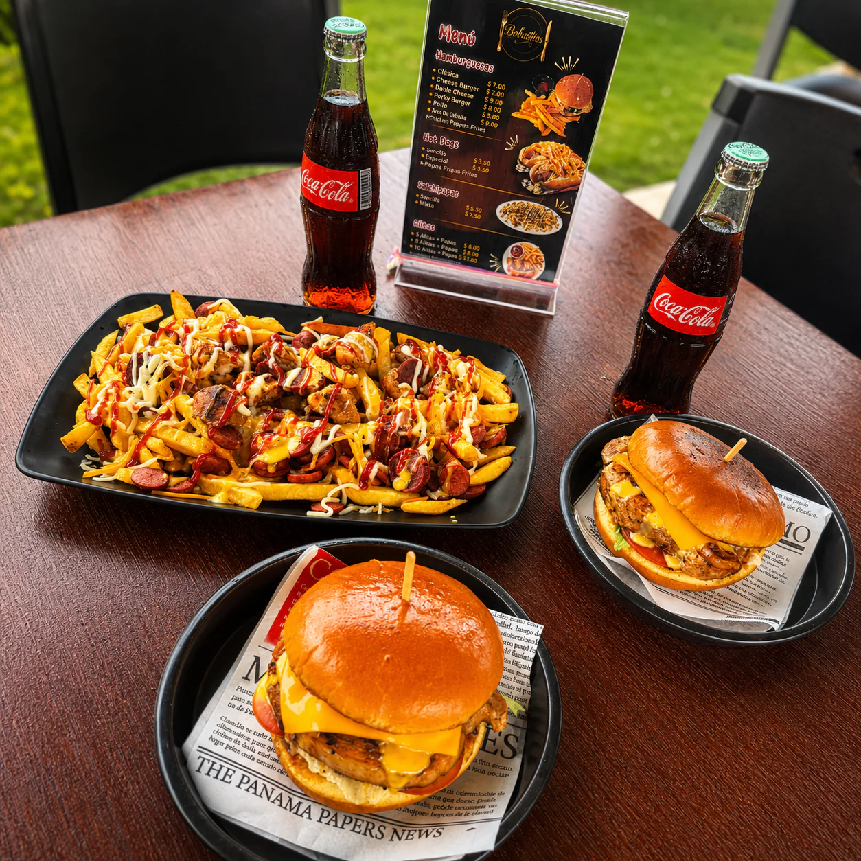 2 Pork Burgers+ Salchipapa Grande + 2 Sodas por solo $15 en Bokattos - Image 4