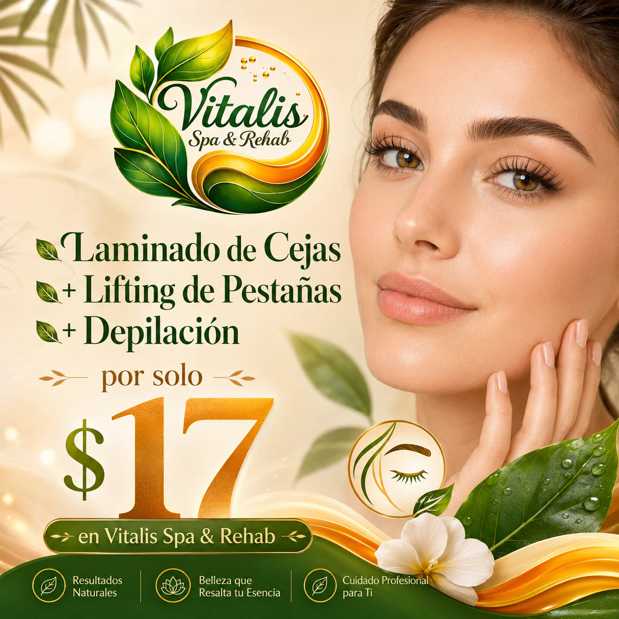Laminado de Cejas + Lifting de Pestañas + Depilación por solo $17 en Vitalis Spa & Rehab