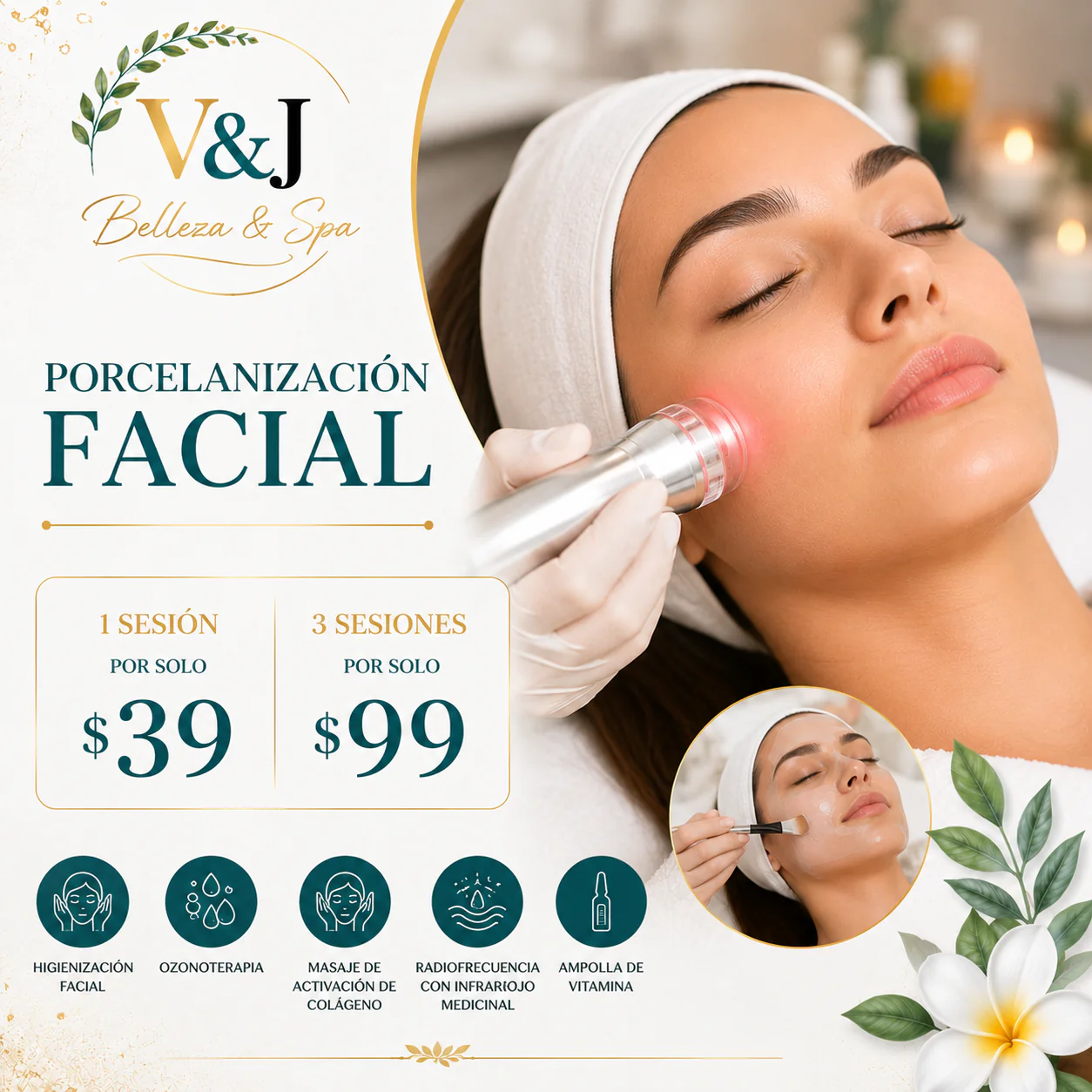 Porcelanización Facial Completa desde solo $39 en V&J Belleza & Spa